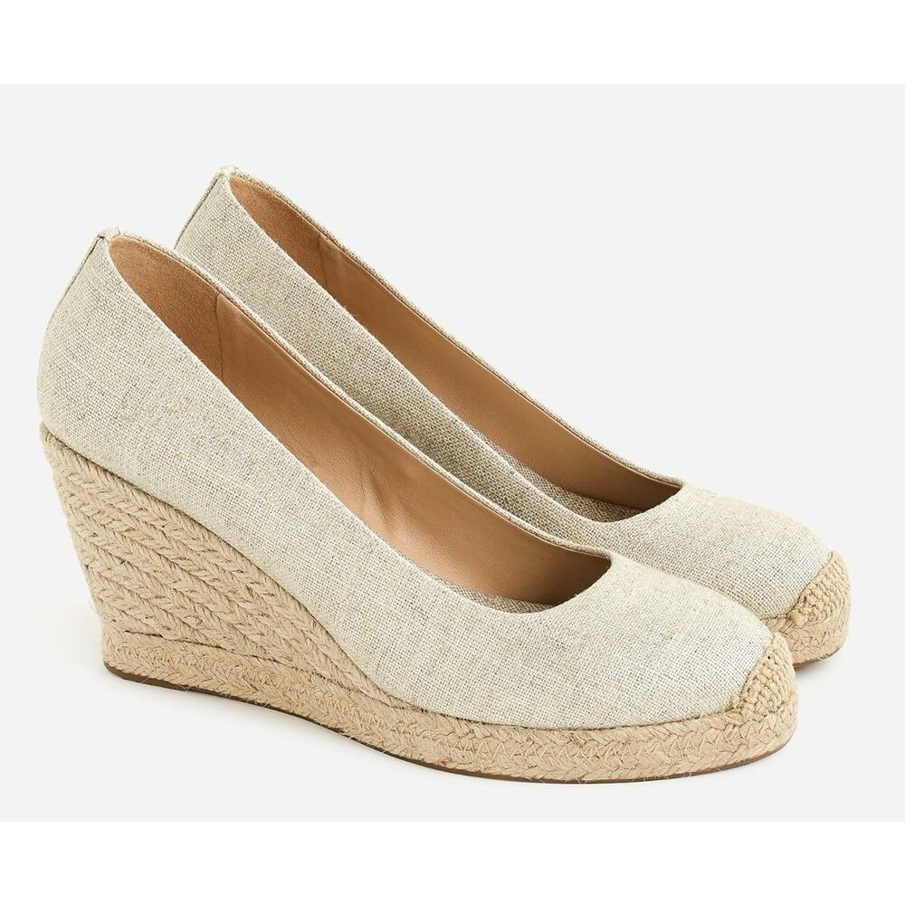 J. Crew Seville espadrille wedges in metallic canvas 8.5